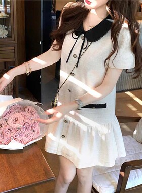 有里布千金风小香裙子2026夏季爆款减龄女小个子法式连衣裙D5016