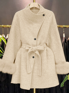 含腰带法式复古上衣2025秋冬新款时尚系带短款外套QY0197