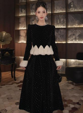 2026春春时尚显瘦法式性感气质名媛女装连衣裙拼接修身裙子2949