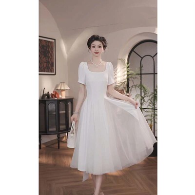 有里布绝美初恋法式温柔裙子2025新款显瘦收腰甜美连衣裙D1862