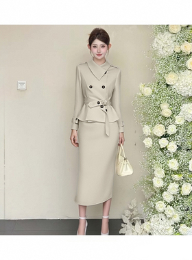 送腰带有里布风衣外套女款2025新款半身裙套装两件套D3726