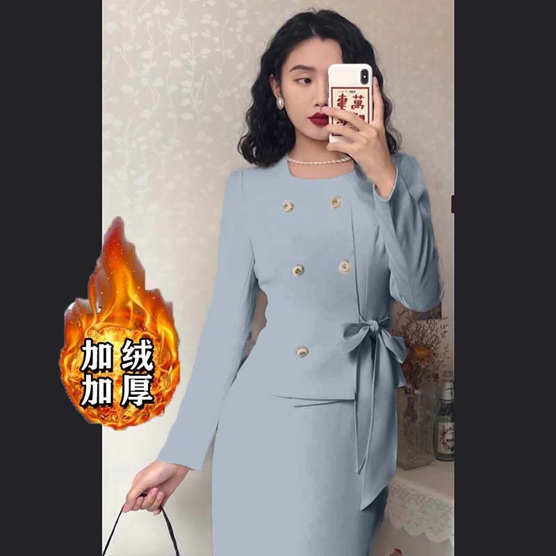 2025秋冬新款加绒加厚两件套法式优雅高级蝴蝶结复古裙套装D3935,女装/女士精品,时尚套装,淘宝优惠券,粉丝福利购,淘宝优惠卷