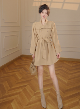 有里布送腰带千金感系带收腰风衣外套女高级感大衣TX0048