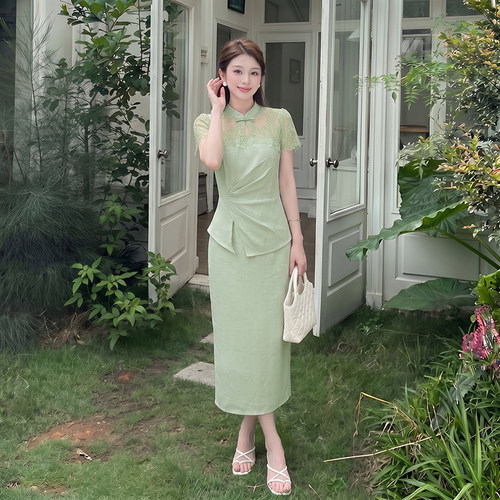 2026夏季新款女新中式国风假两件收腰显瘦A字时尚气质连衣裙D8841