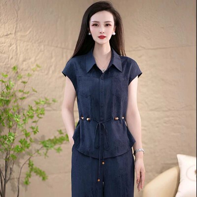 【两件套】新款夏季时尚洋气质高级感轻职简约百搭套裤女D2173