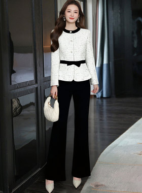 有里布小香风外套女2026春秋新款气质显瘦上衣+长裤两件套LJ0117A