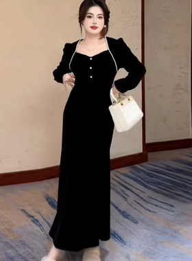 法式敬酒礼服赫本风连衣裙2026新款胖mm显瘦红色新年鱼尾裙A8106