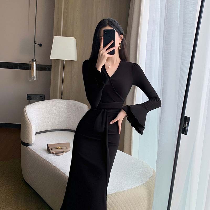 法式气质连衣裙女2025秋冬新款性感V领收腰显瘦连衣裙HY0253,女装/女士精品,连衣裙,淘宝优惠券,粉丝福利购,淘宝优惠卷