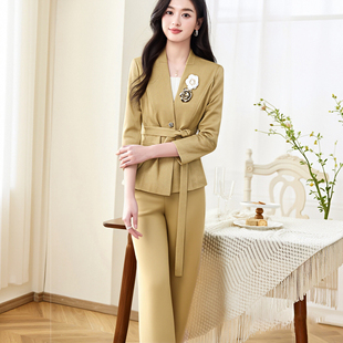 复古外套裤 新款 子两件套QJ0109 2025秋季 有里布送腰带胸花气质套装