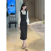 有里布连衣裙女2025秋季 新款 拼接高级感小个子假两件长裙QY0065