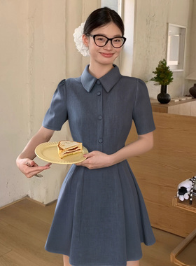 学院风设计感高定百褶裙2025夏季新款法式气质小个子连衣裙D1398C