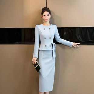 优雅高级蝴蝶结复古裙套装 法式 两件套 D3935A 加绒加厚