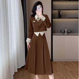 上衣半身假两件连衣裙女2018 新款 小个子学院风套装 2025春季