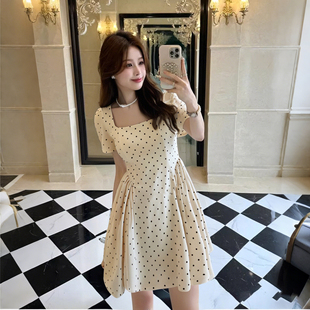 连衣裙子女D1411A 收腰绝美短款 气质波点女神范裙子2025夏季 新款