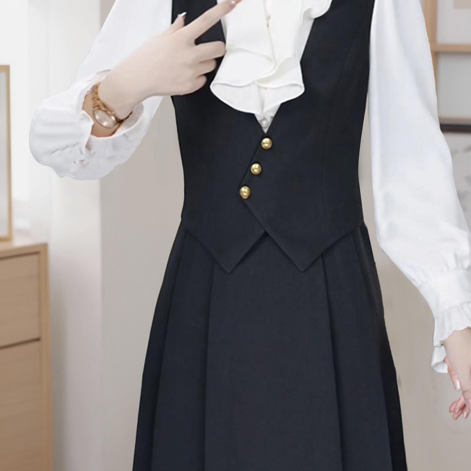 小个子气质名媛设计感连衣裙女2025春季新款显瘦a字裙子2055