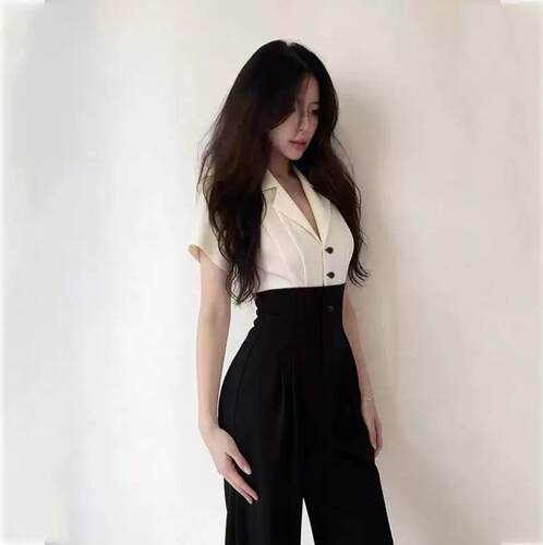 2026夏季新款女法式休闲风名媛气质设计感连体裤收腰连体衣D6605