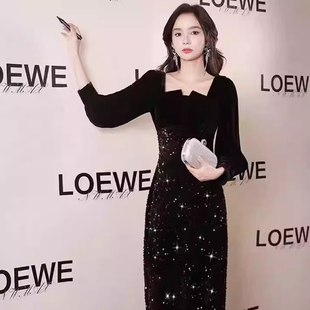 2025秋冬季新款有里布晚礼服女高端宴会显瘦轻奢主持礼服裙D4583