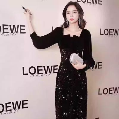 2025秋冬季新款有里布晚礼服女高端宴会显瘦轻奢主持礼服裙D4583