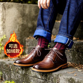 弓长梦2026新款 马丁靴真皮头层牛皮手工透气男士 商务英伦风低帮靴