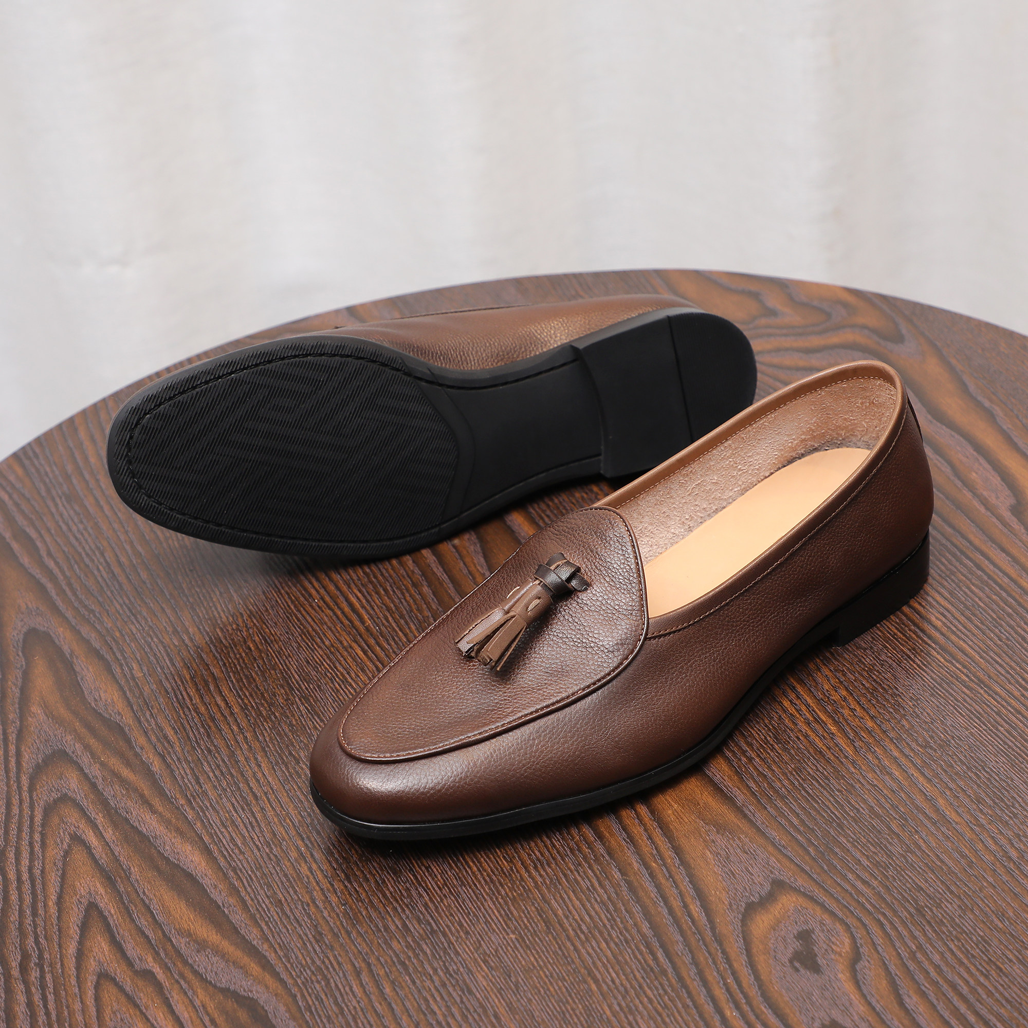 头层牛皮流苏乐福鞋男时尚复古