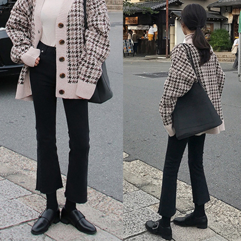 2020年新款秋季黑色牛仔裤女宽松高腰阔腿秋装喇叭泫雅显瘦九分裤