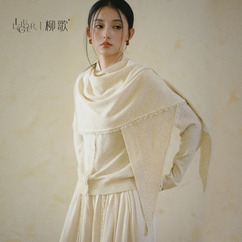柳歌老钱风长袖针织开衫女装