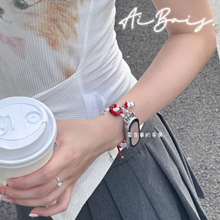 红色原创链条适用10nfc小米9手环8手表watch5表带9pro 米珠kt