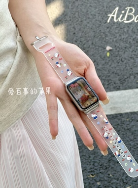 《蓝色凯蒂猫》夏天适用小米手环9Pro表带红米watch5透明Xiaomi8