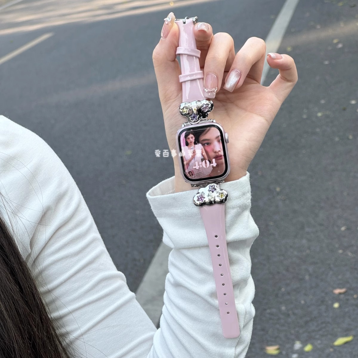 《梦幻星云》锆石漆皮适用iwatchs10苹果手表7表带applewatch9女8