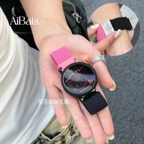 《坐姿黑粉猫》适用华为GT6手表fit4表带gt5pro女watch5编织GT4