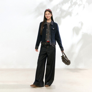 FPMZ牛仔拼接小香风外套+小花扣牛仔裤
