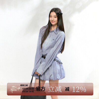 水洗喷色做旧复古格子长袖衬衫