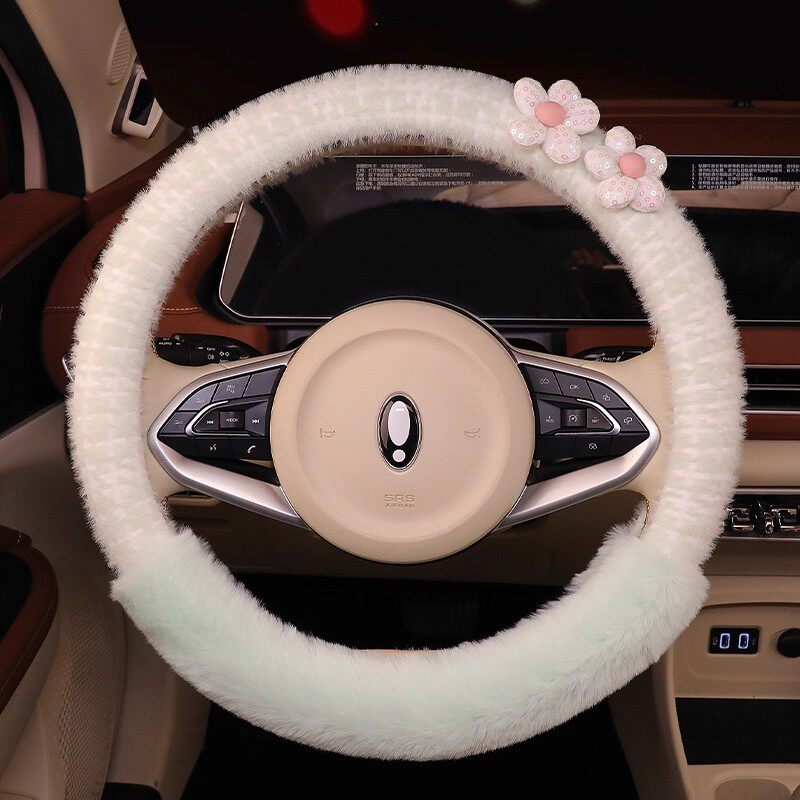 冬季短毛绒汽车方向盘套保暖防滑