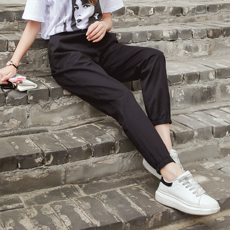 军绿色裤子女2026新款工装裤夏季薄款小个子束脚休闲哈伦运动九分