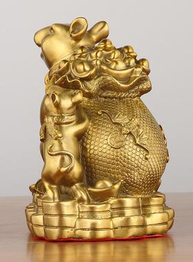 铜元宝金钱袋鼠代财鼠生肖鼠数你有钱开业礼品铜器工艺品