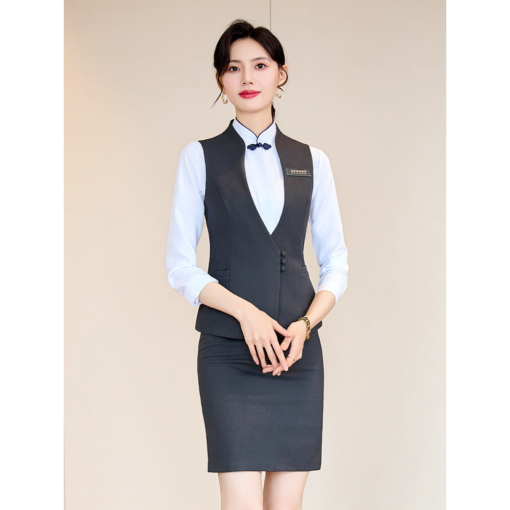 女士珠宝店销售职业西装马甲套装女春秋酒店前台经理工作服三件套