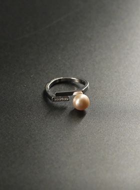 天然淡水珍珠开口戒指【5A级馒头珠，正面无暇，侧面微瑕】