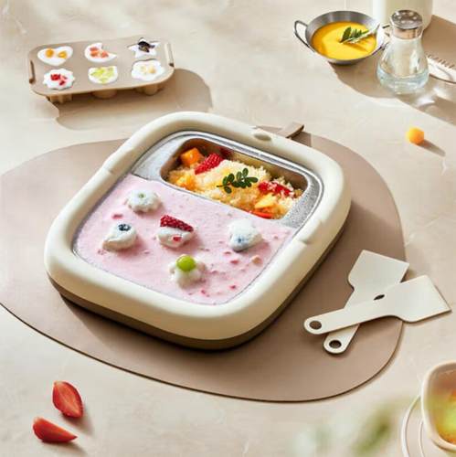 小熊炒冰机CX-JE028家用儿童不锈钢小型自制diy免插电冰淇淋盘酸