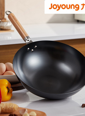 九阳精铁炒锅30CM CF30-C110  32CM  CF32 -C111 实木手柄
