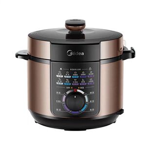 MY-YL50X3-102电压力锅家用智能5升多功能电高压锅咖啡色美的黑晶