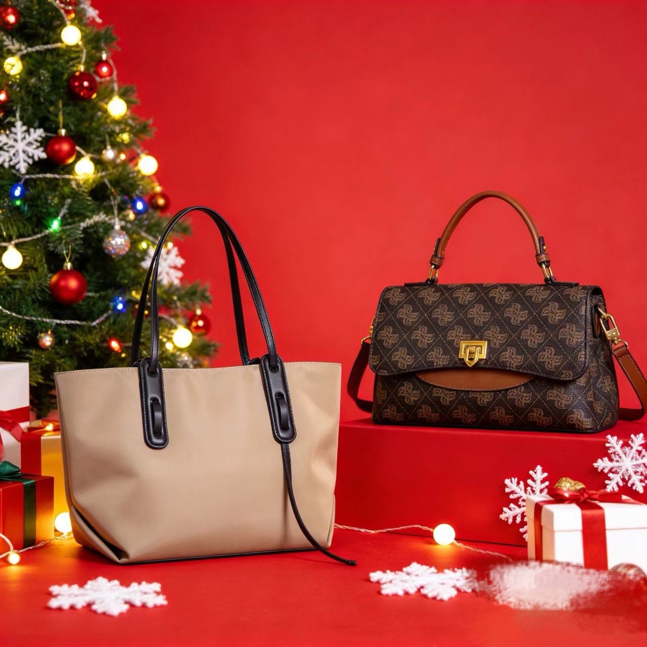 新年礼物2只装套餐新潮手提包女包大容量牛津布时尚单肩包托特包