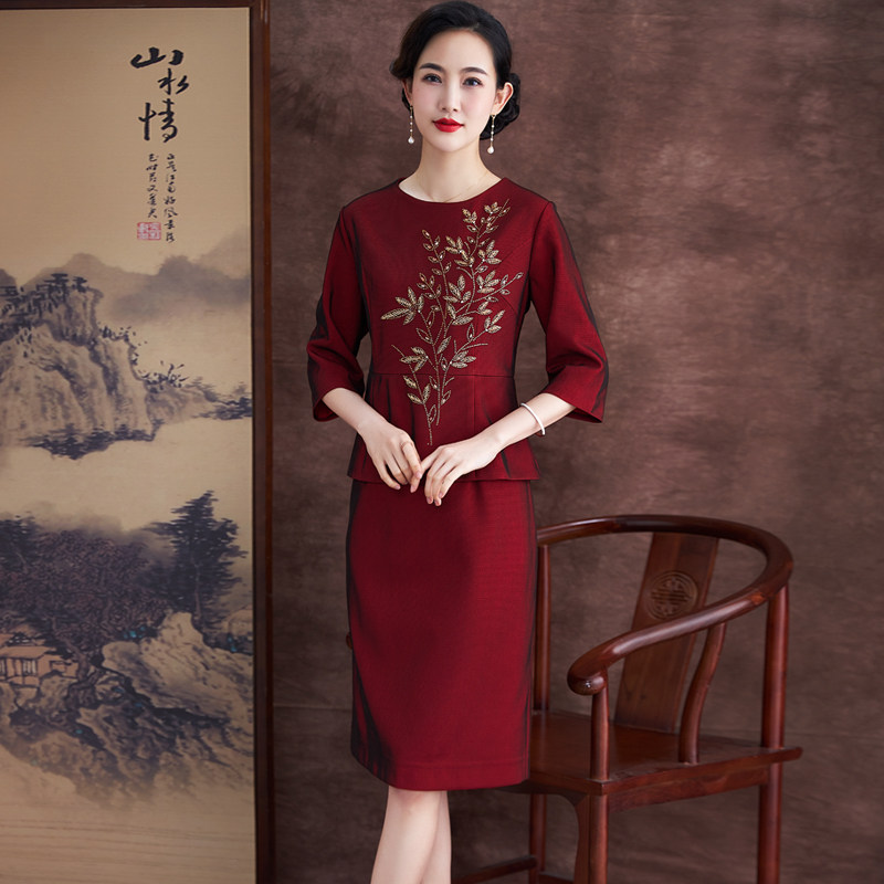 婚礼连衣裙喜婆婆中长款洋气高端