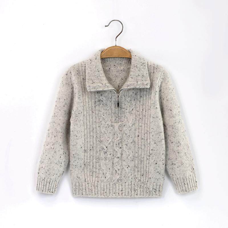 三股特厚儿童纯山羊绒衫男女童麻花半高领套头针织衫宝宝打底韩版