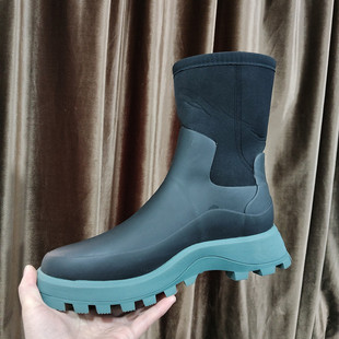 city易梦玲同款HUN品牌雨鞋女式氯丁橡胶短靴轻巧款防水雨鞋雨靴