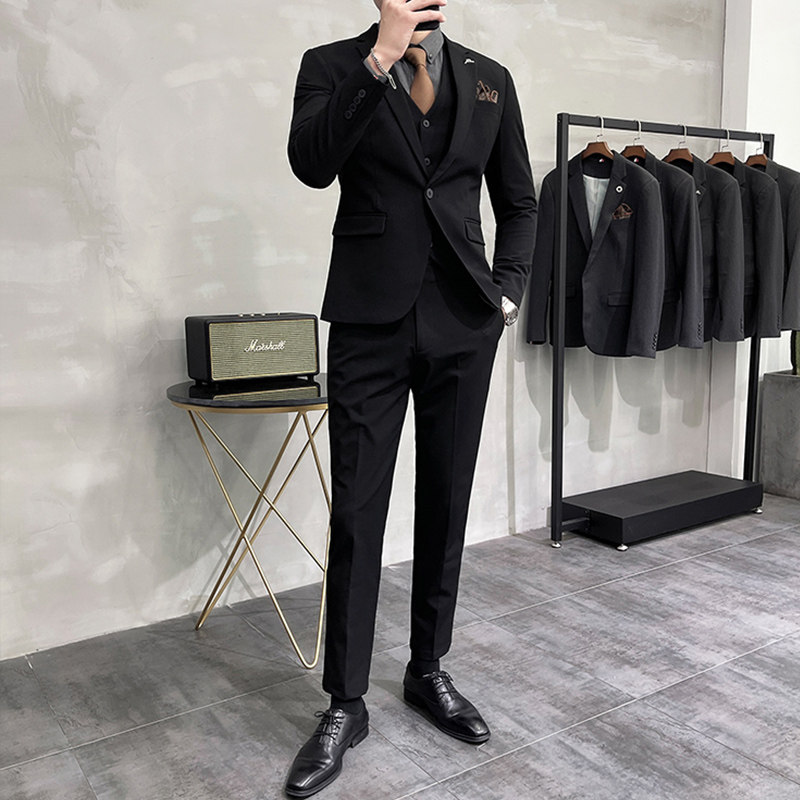 HIGH-END SUIT SUIT BUSINESS FORMAL WEAR WEDDING GROOM SENIOR KOREAN VERSION SLIM GROOMSMENS DRESSES FAT BLAZERS