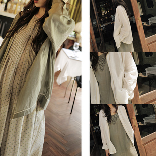 NW80EN 夏日苎麻外套女薄款开衫狗牙撞色工艺米白高级感气质上衣