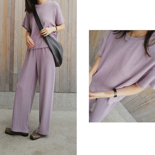 通勤风柔软宽松针织T恤 两色百搭上衣 秋天简约慵懒风长袖女装款