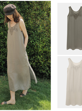 NW80EN 夏季桑蚕丝无袖背心连衣裙法式轻奢高级感绝美气质长裙女