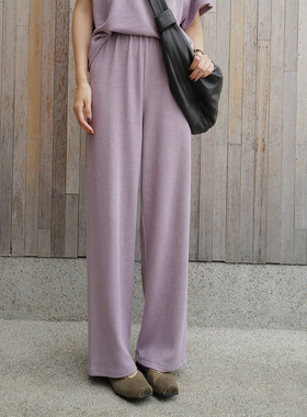 NW8 0EN 柔软垂坠针织裤 时尚潮流松紧腰休闲长裤 秋天直筒阔腿裤