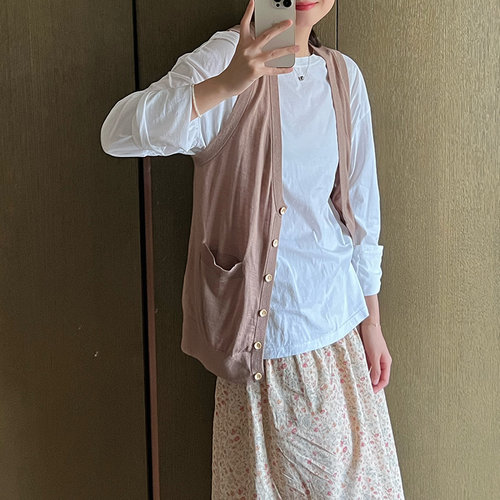设计师原创单排扣宽松舒适背心女